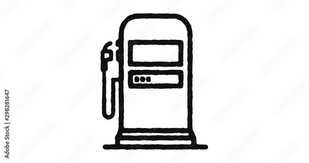 Poster filling station outline icon animation footage/video. hand drawn like symbol animated with motion gr