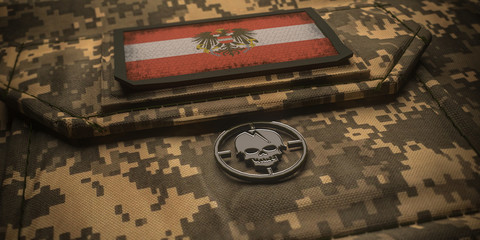 Republic of Austria army chevron on ammunition with national flag. 3D illustration