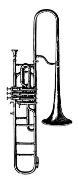 black and white trombone musical instrument clip art preview