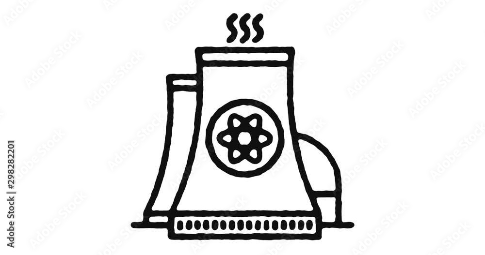 Poster nuclear energy outline icon animation footage/video. hand drawn like symbol animated with motion gra