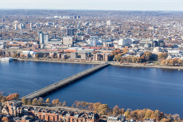 Boston Cityscapes, Aerial view of Boston skyline from Prudential Center in a sunny day