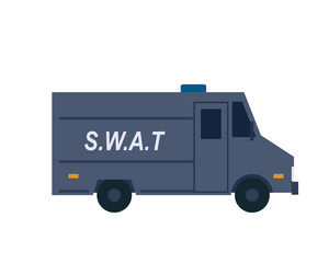 Police swat truck icon. Clipart image isolated on white background