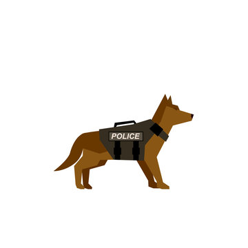 Police dog k9 team unit. Clipart image isolated on white background