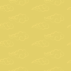Golden clouds seamless pattern, Oriental traditional design.
