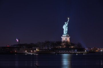 Night view of the back of Statue of Liberty National Monument