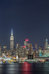 Fototapeta premium Sunset and night view of Manhattan, cityscapes of New York, USA