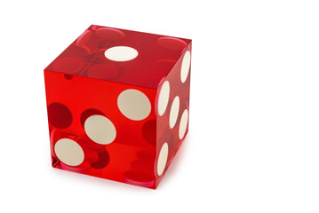 Close-up red dice for poker isolated on white background / result 