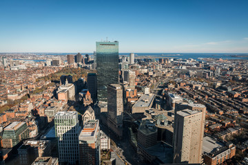 Fototapeta na wymiar Boston cityscape from the Skywalk Observatory of the Prudential 