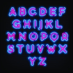 Alphabet Neon Signs Style Text Vector