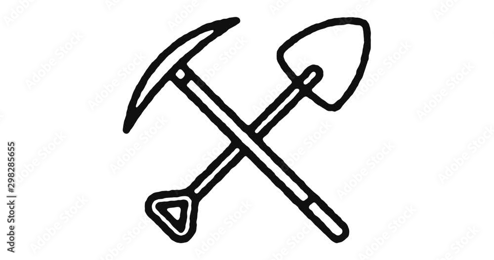 Aufkleber Material mining outline icon animation footage/video. Hand drawn like symbol animated with motion graphic, can be used as loop item, has alpha channel and it's at 4K video resolution.