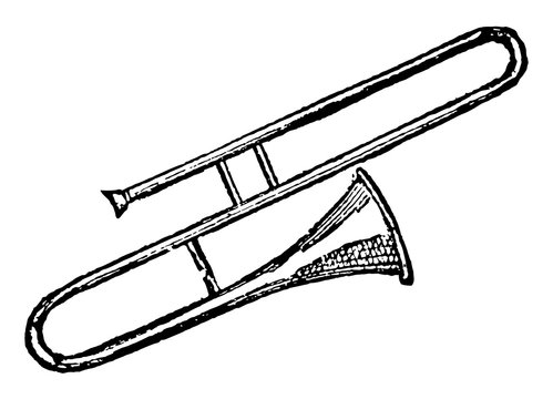 black and white trombone musical instrument clip art preview