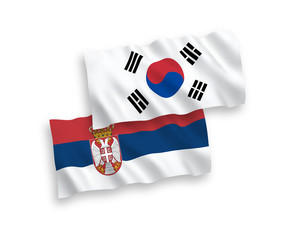 Flags of South Korea and Serbia on a white background