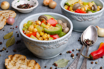 Stewed vegetables in a dish