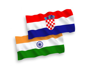 Flags of India and Croatia on a white background