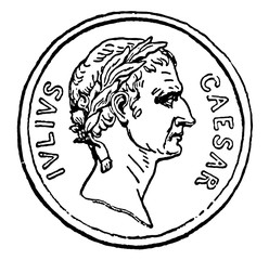 Caesar Coin vintage illustration. - obrazy, fototapety, plakaty