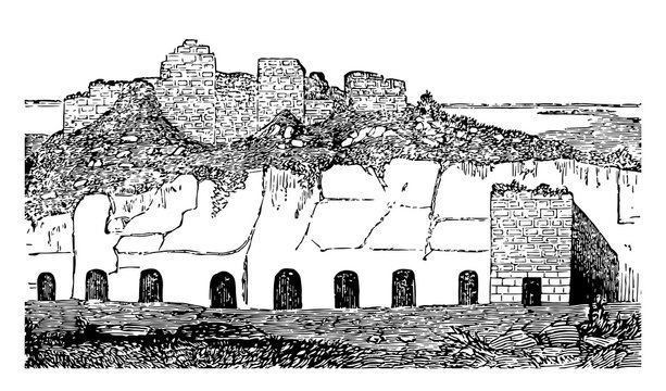 Fort Euryalus, vintage illustration.