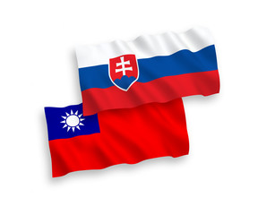 Flags of Slovakia and Taiwan on a white background