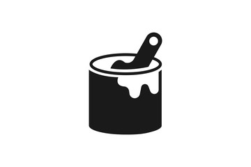 paint can and brush,basket of paint icon
