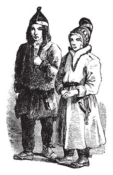 Mountain Laplanders, vintage illustration.