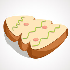 Cartoon cookies in the shape of a Christmas tree. Vector illustration.