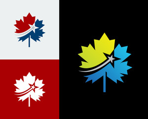 Star Canadian Maple leaf Logo, Maple Leaf Illustration Vector Design