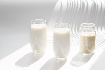 Sesame seeds  milk on the white background.