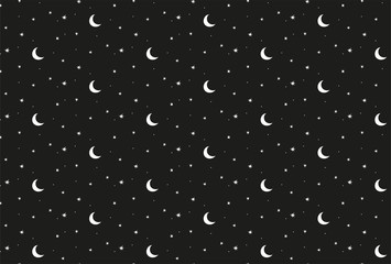 Obraz premium Night stars and moon pattern seamless vector