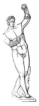 Boxer with cestus vintage illustration.