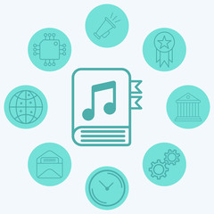 Music book vector icon sign symbol