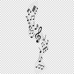 musical notes melody on transparent background