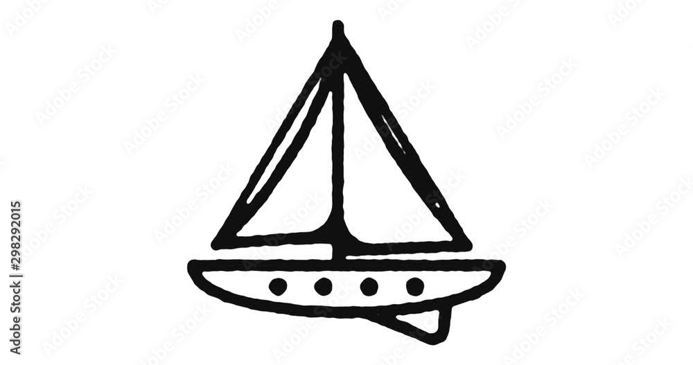 Poster sailing outline icon animation footage/video. hand drawn like symbol animated with motion graphic, c