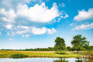 Beautiful calm landscape of the river