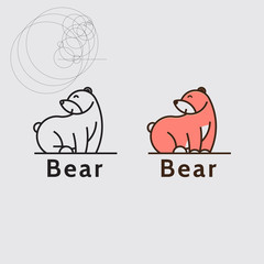 Tutorial drawn of bear with circle shapes concept