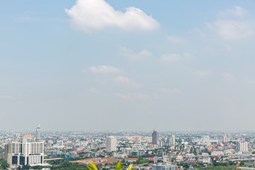 Nonthaburi ,Thailand. -SEP 18, 2019 Top view of city and Chao Phraya Location in Nonthaburi province, Thailand