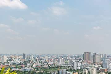 Nonthaburi ,Thailand. -SEP 18, 2019 Top view of city and Chao Phraya Location in Nonthaburi province, Thailand