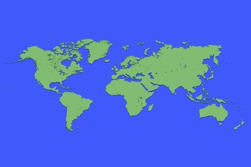 3D rendered world map in two colors