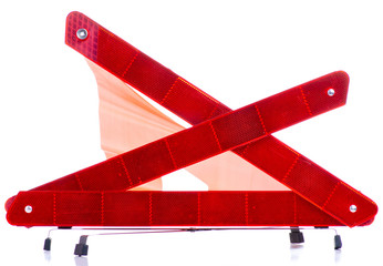 Fototapeta premium Warning triangle car on white background isolation