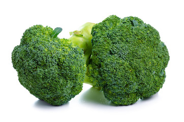 Fresh green broccoli on a white background isolation