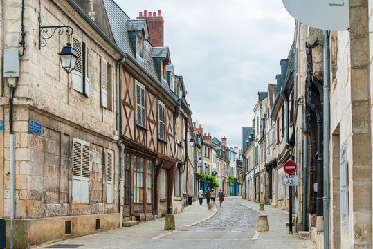 BOURGES, FRANCE - May 10, 2018: Street view of downtown in Bourges, France