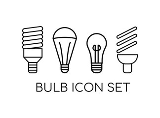 Set of Bulb Electricity Icon Set. Consist of Four Energy Saver Icon Image. Vector Illustration.