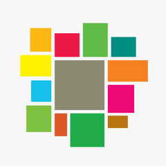 Vector empty collage board thirteen frames, photos