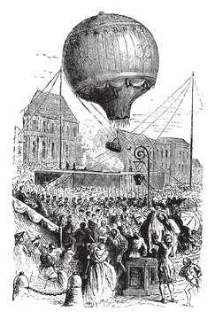 Montgolfier, vintage illustration.