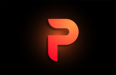 P orange black logo letter alphabet for company icon design