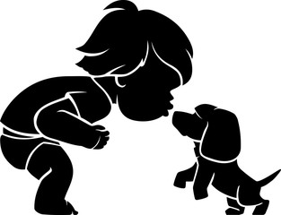 Baby Boy Kiss Pet Puppy