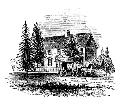 Governor Jonathan Trumbull House Vintage Illustration