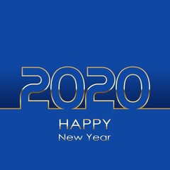 Happy New Year 2020 logo text design. Vector modern minimalistic text with numbers. Concept design. Christmas background.