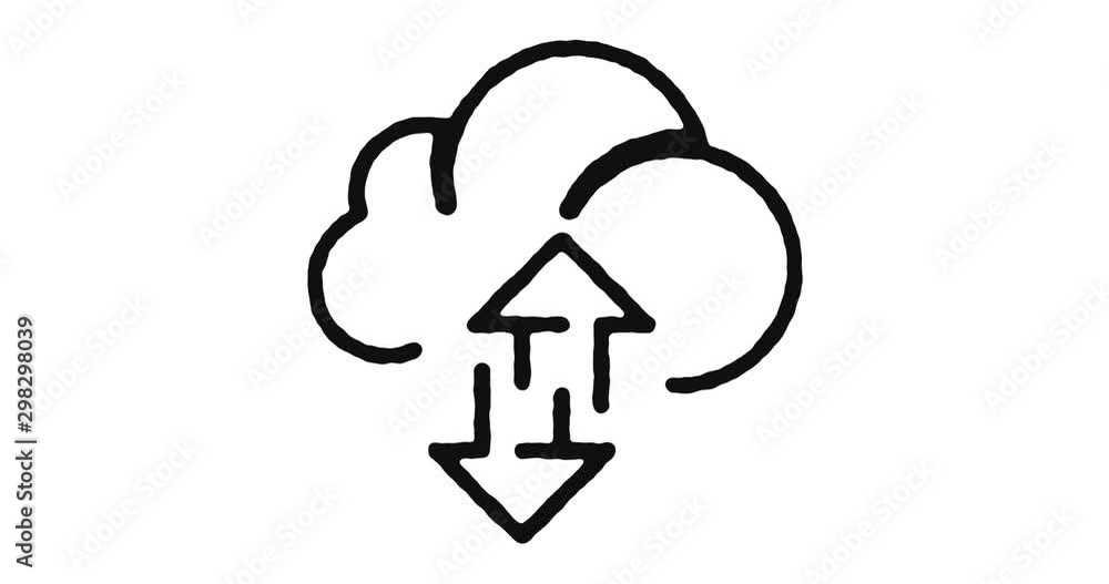 Poster cloud sync outline icon animation footage/video. hand drawn like symbol animated with motion graphic