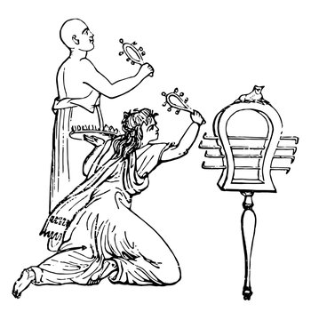 Sistrum, vintage illustration.