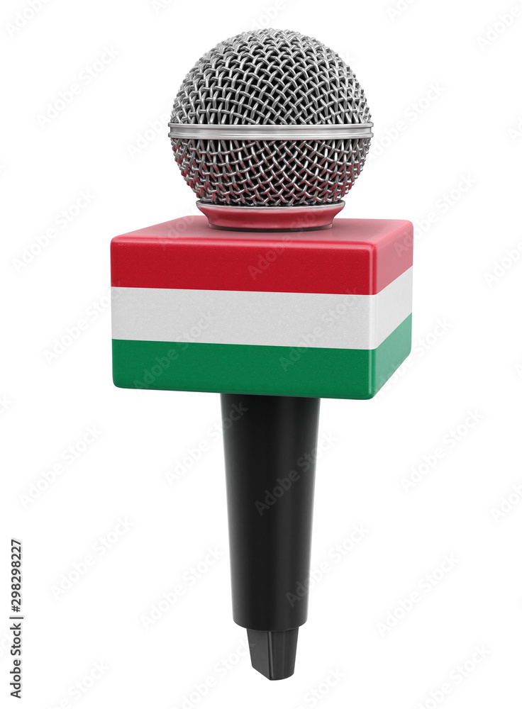 Poster microphone with hungarian flag. image with clipping path
