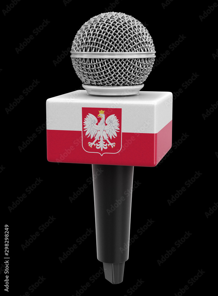 Poster microphone with polish flag. image with clipping path